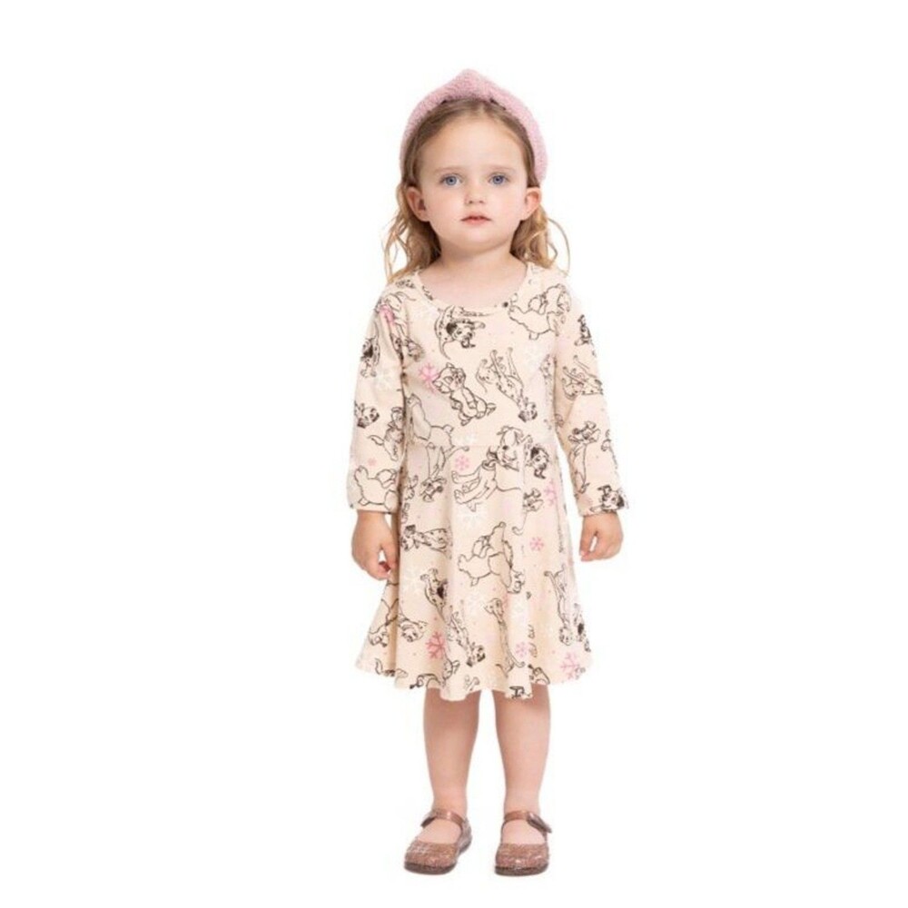 Disney Classics Toddler Girls Long Sleeve All Over Print Dress